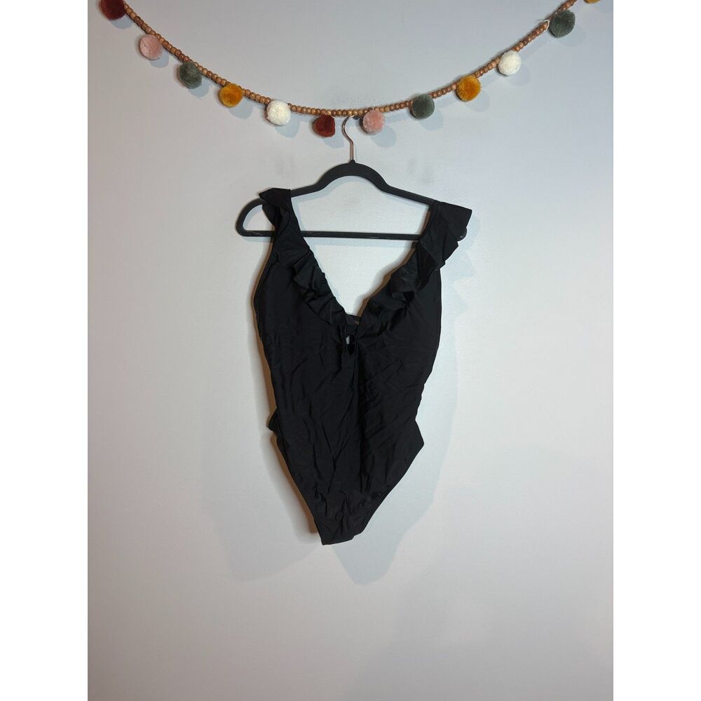 Shade & Shore black ruffle swimsuit